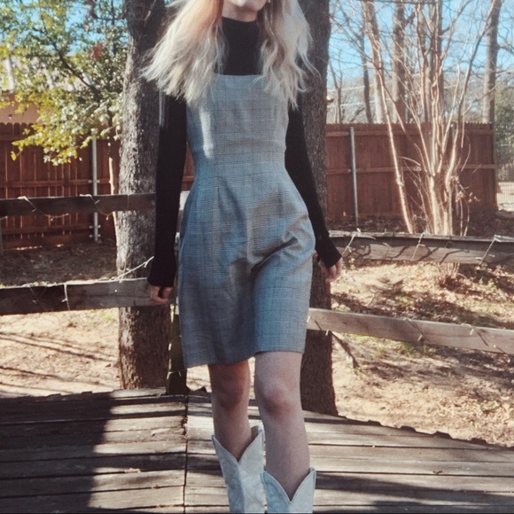 Vintage Dresses & Skirts - VTG Ellen Ashley houndstooth apron tie-back dress (4)